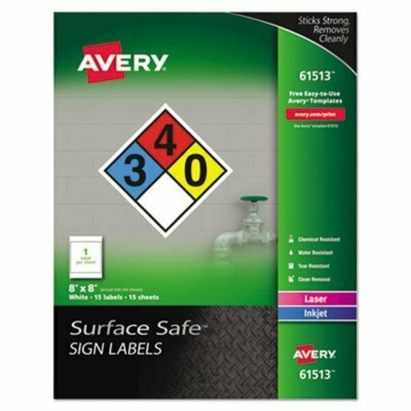 Avery Dennison LABEL, SS SIGN, 8X8, 15PK, WH 61513
